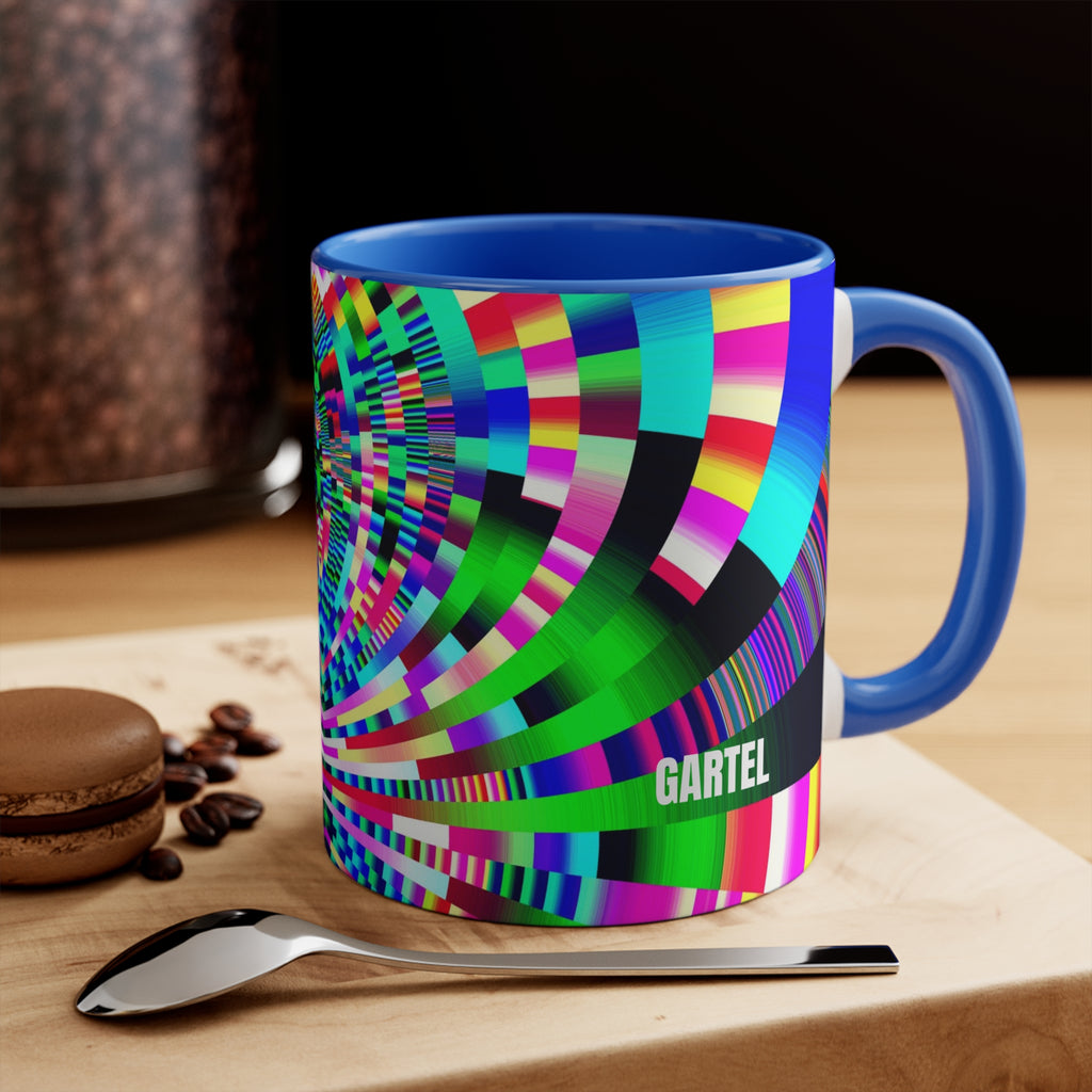 "Psychedelic Kaleidoscope Accent Mug" — Vibrant Geometric Art Coffee Cup