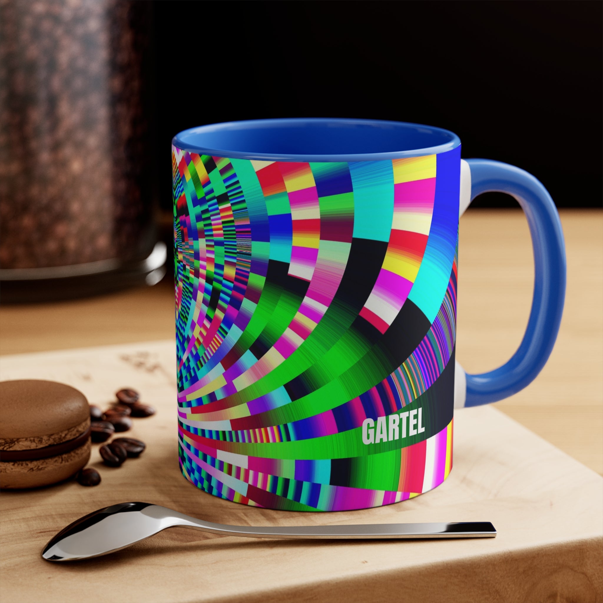 "Psychedelic Kaleidoscope Accent Mug" — Vibrant Geometric Art Coffee Cup