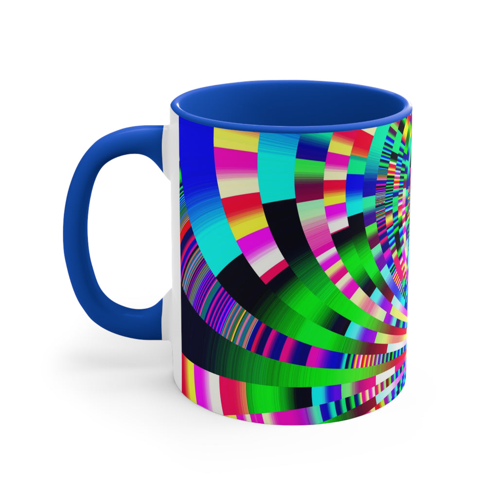 "Psychedelic Kaleidoscope Accent Mug" — Vibrant Geometric Art Coffee Cup