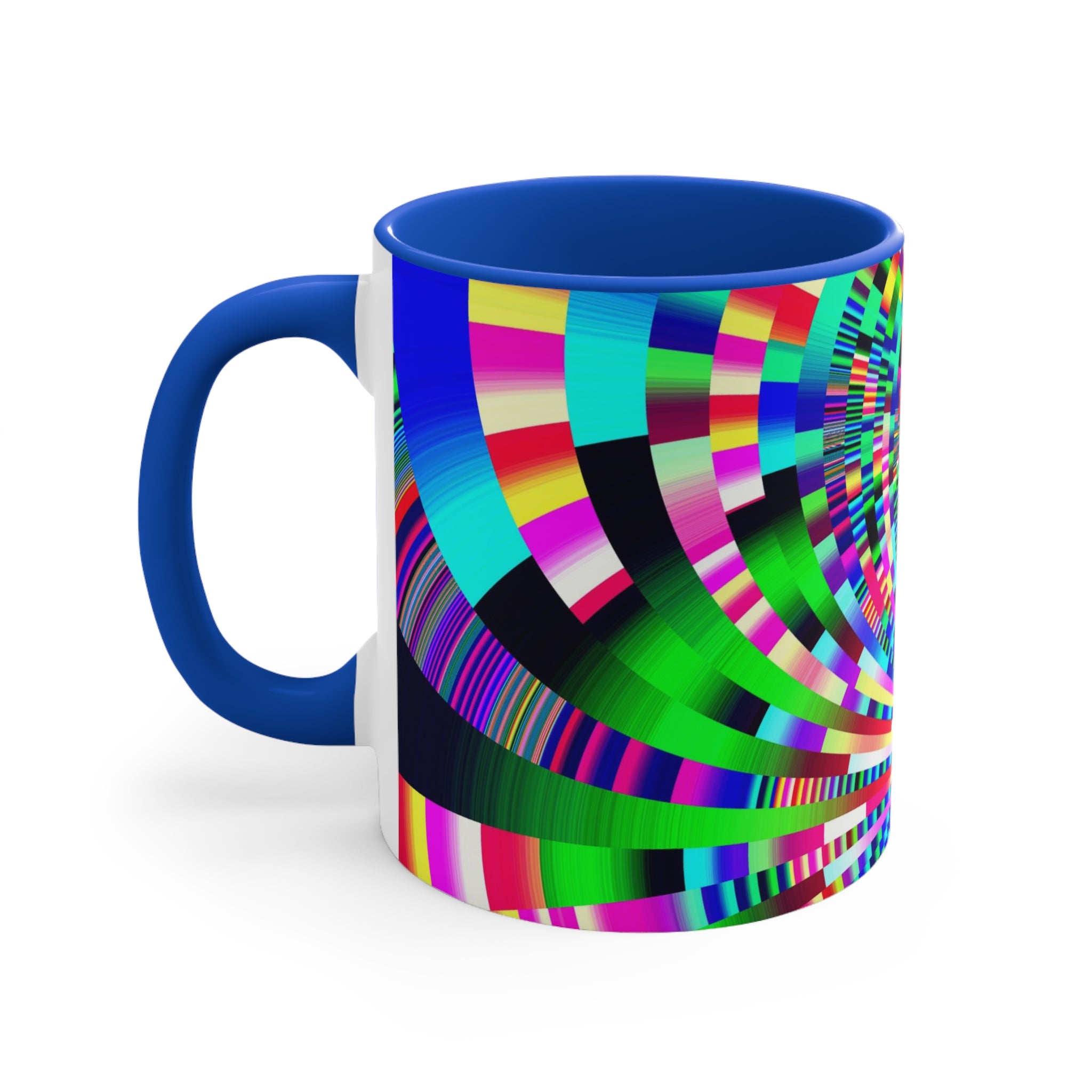 "Psychedelic Kaleidoscope Accent Mug" — Vibrant Geometric Art Coffee Cup