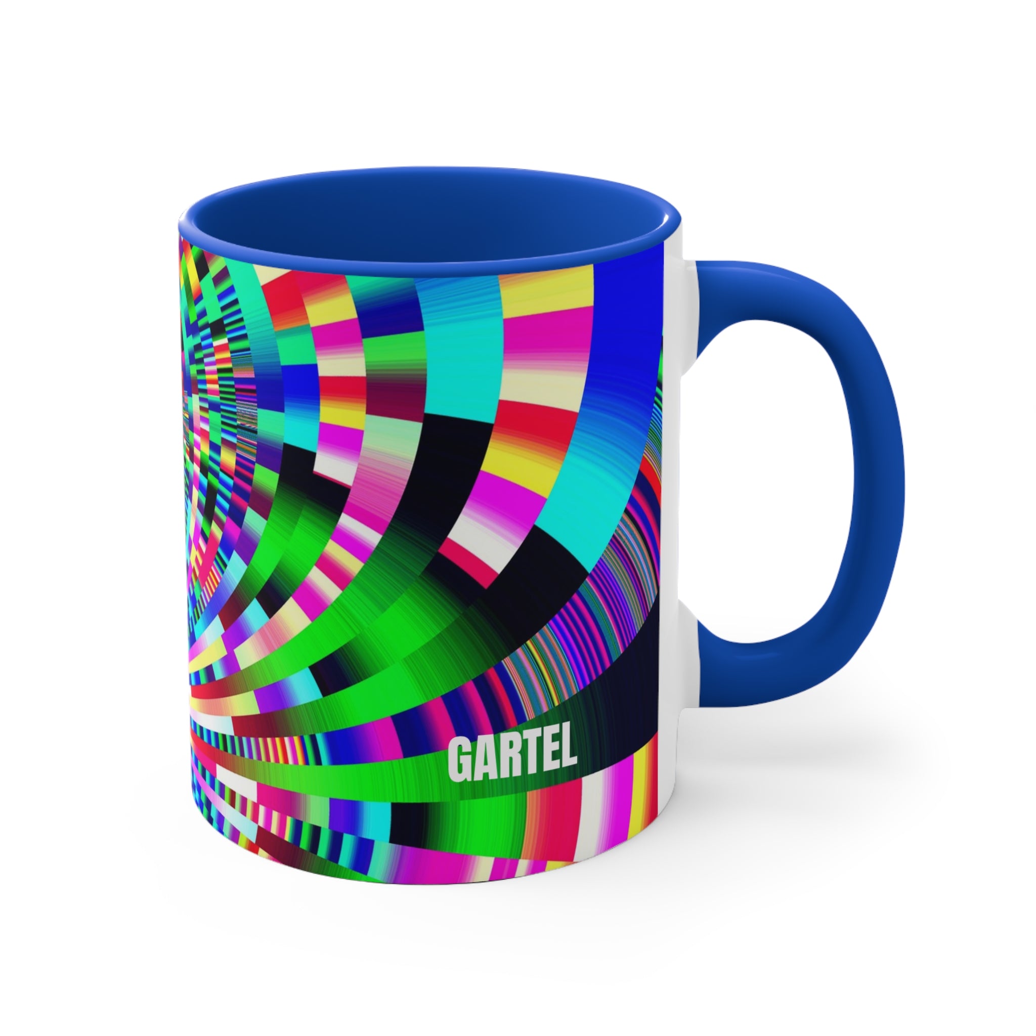"Psychedelic Kaleidoscope Accent Mug" — Vibrant Geometric Art Coffee Cup