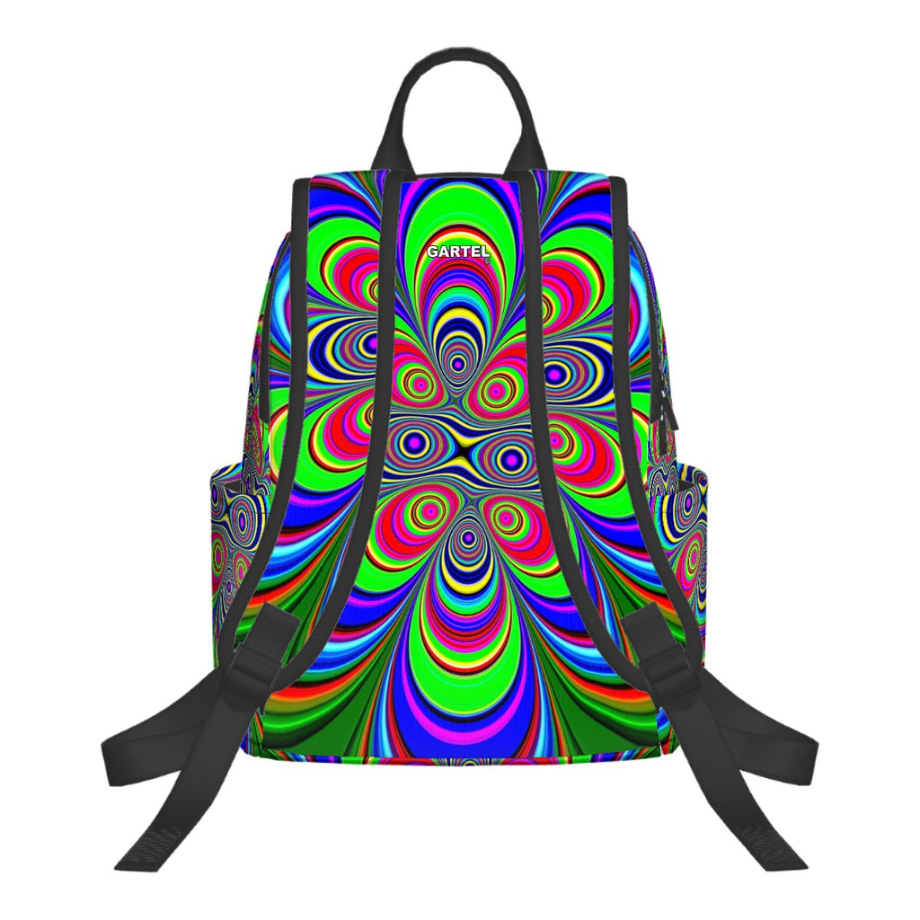 "Floral Explosion" Twill Zipper Front Pocket Backpack