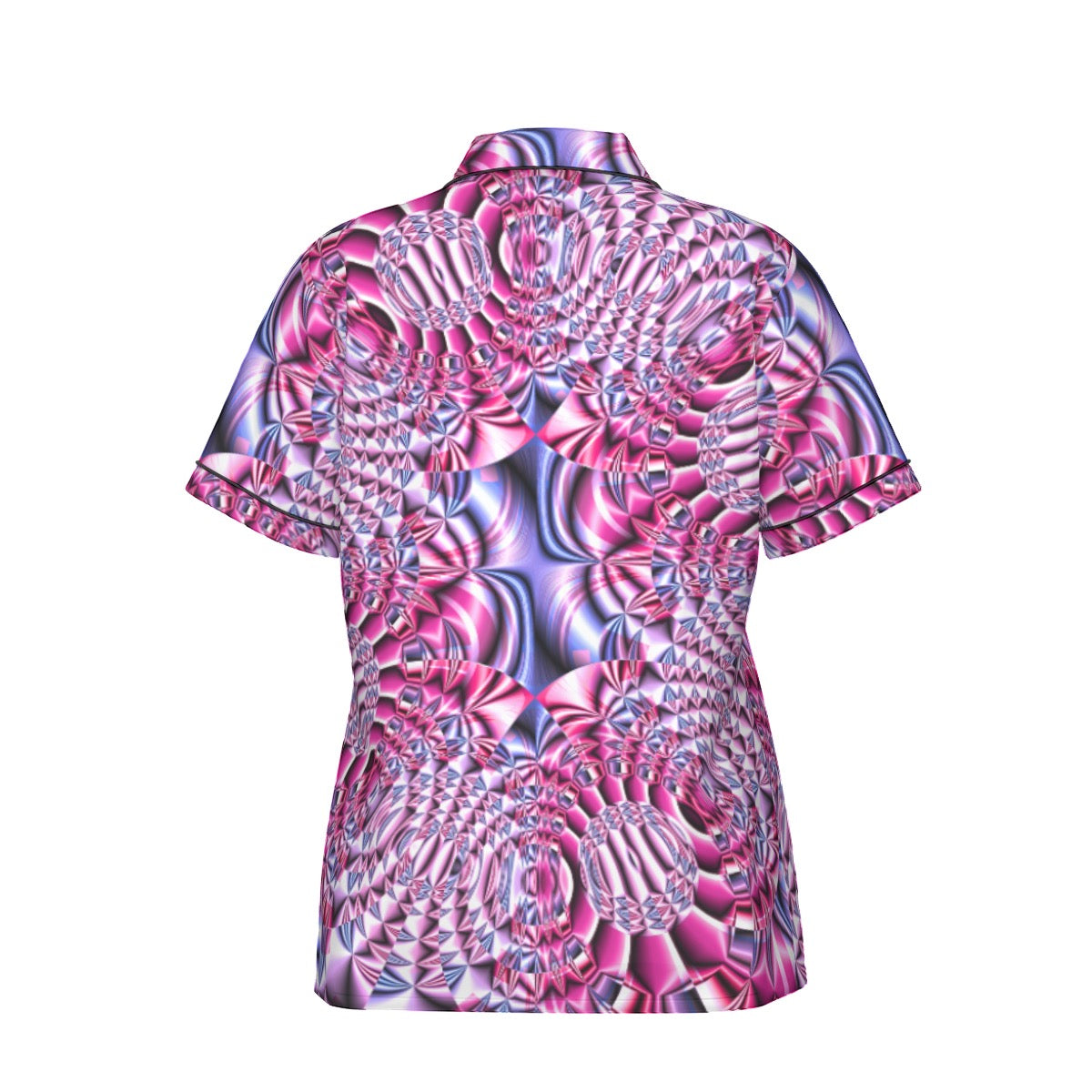 "Space Labyrinth" Women's Imitation Silk Pajama Set With Short Sleeve