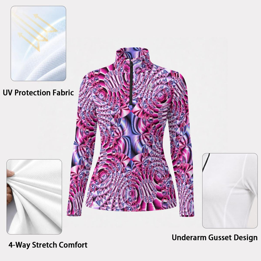 "Space Labyrinth" Women's Stand-Collar Sun Protection Sport Jersey