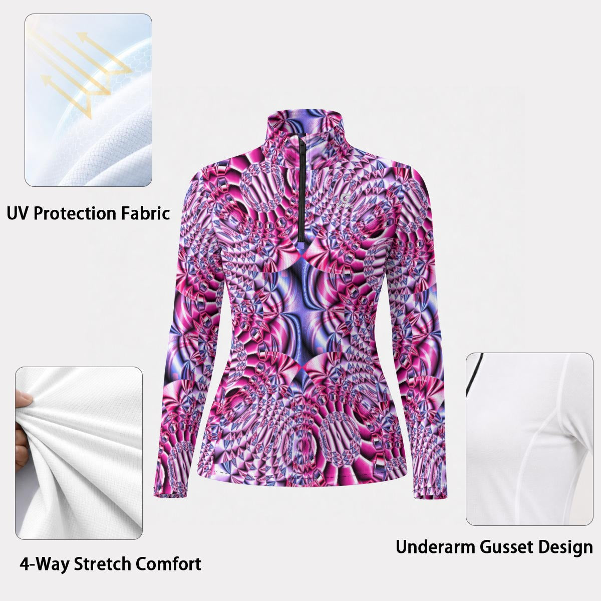 "Space Labyrinth" Women's Stand-Collar Sun Protection Sport Jersey