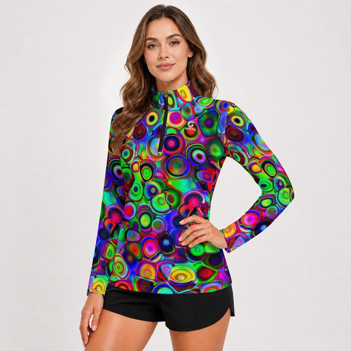 "Cosmic Bubbles" Women's Stand-Collar Sun Protection Sport Jersey
