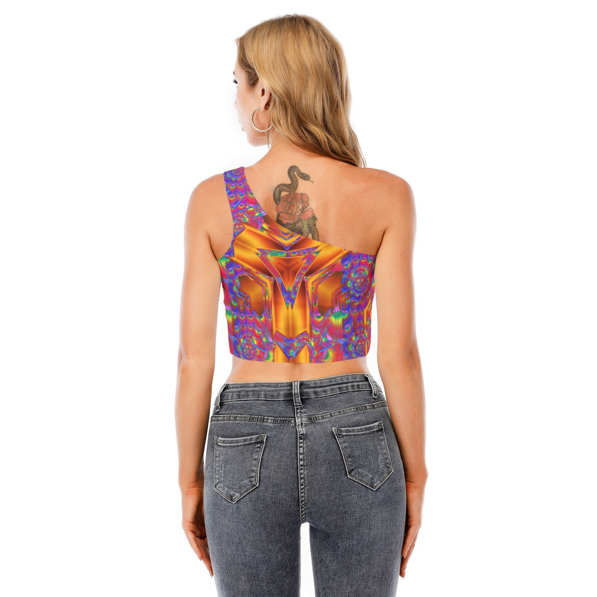 "Alien Monster" Women's One-Shoulder Cropped Top