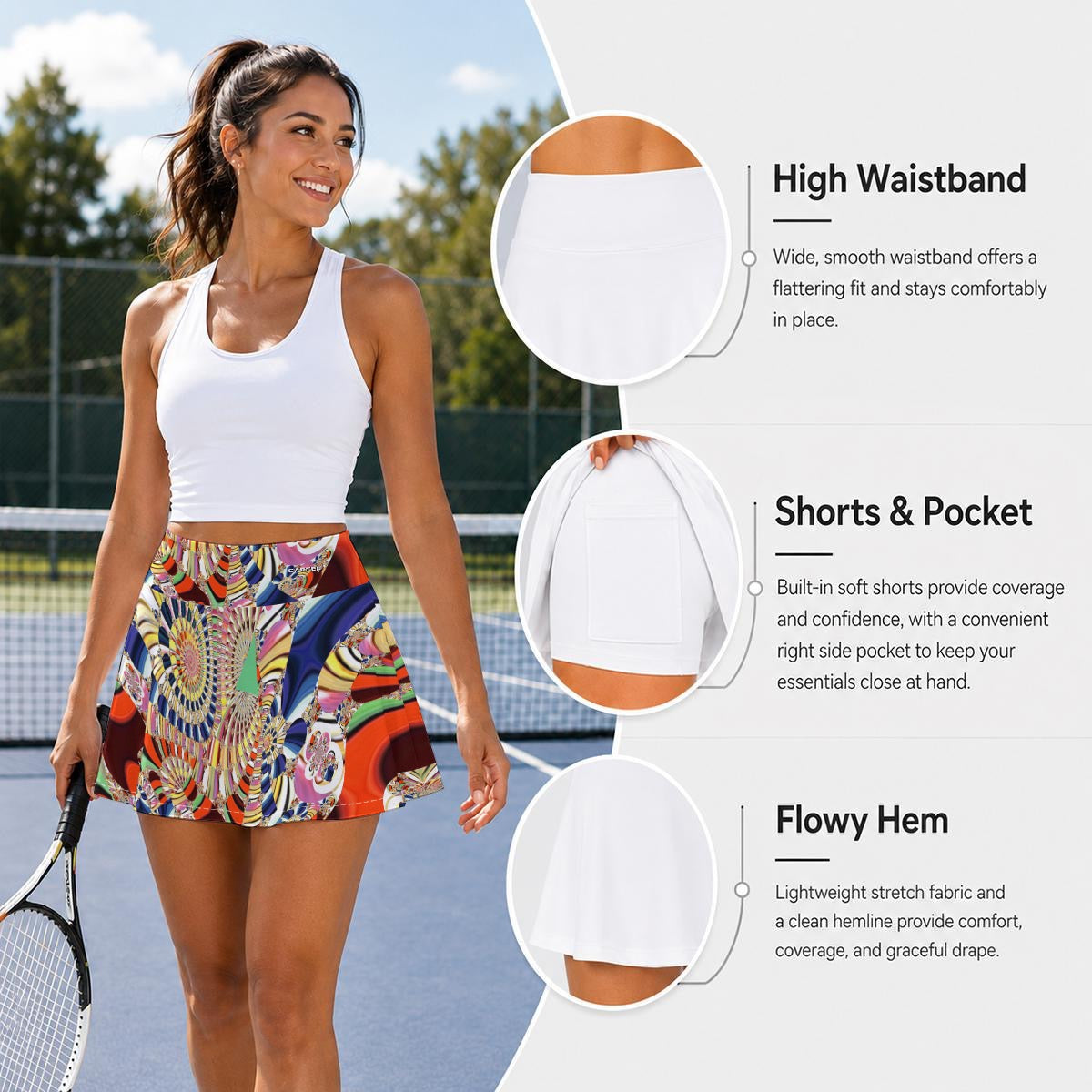 "Ancient Frequency" Women's Pleated Athletic Skort