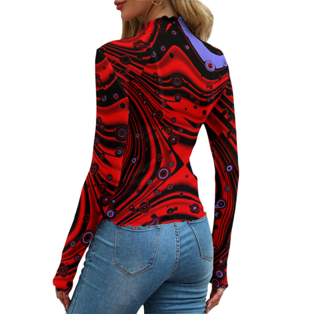 “Midnight Rouge” Women’s Long Sleeve Mesh T-Shirt