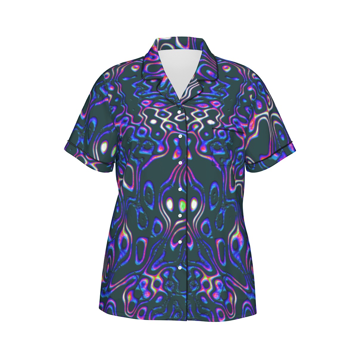 "Spotlights" Women's Imitation Silk Pajama Set with Short Sleeve
