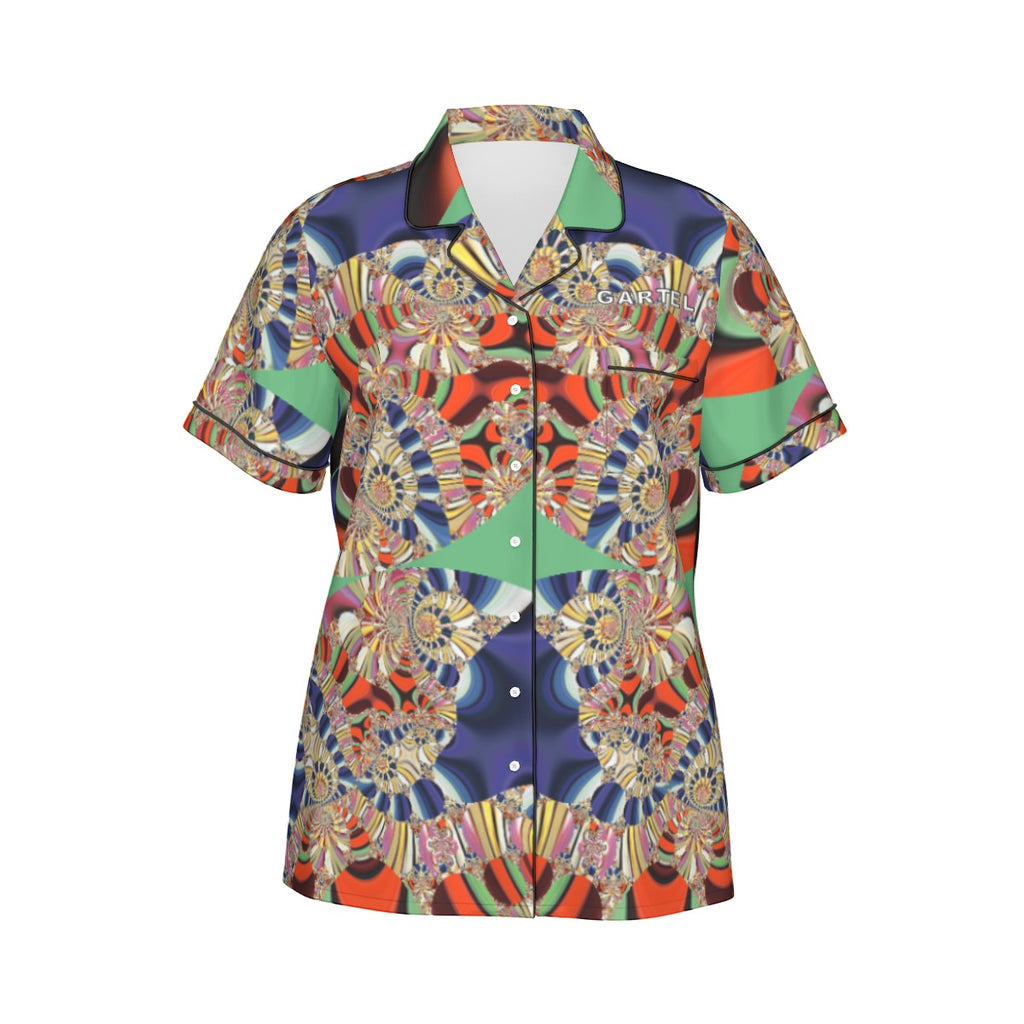"Royal Tapestry" Women's Imitation Silk Pajama Set With Short Sleeve