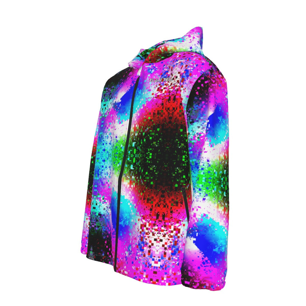 "Confetti Storm" Men's Hooded Zipper Windproof Jacket