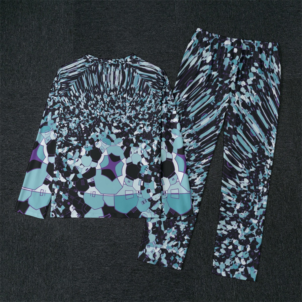 "Blue Peacock" Men's Raglan Sleeve Pajamas wide Ankles