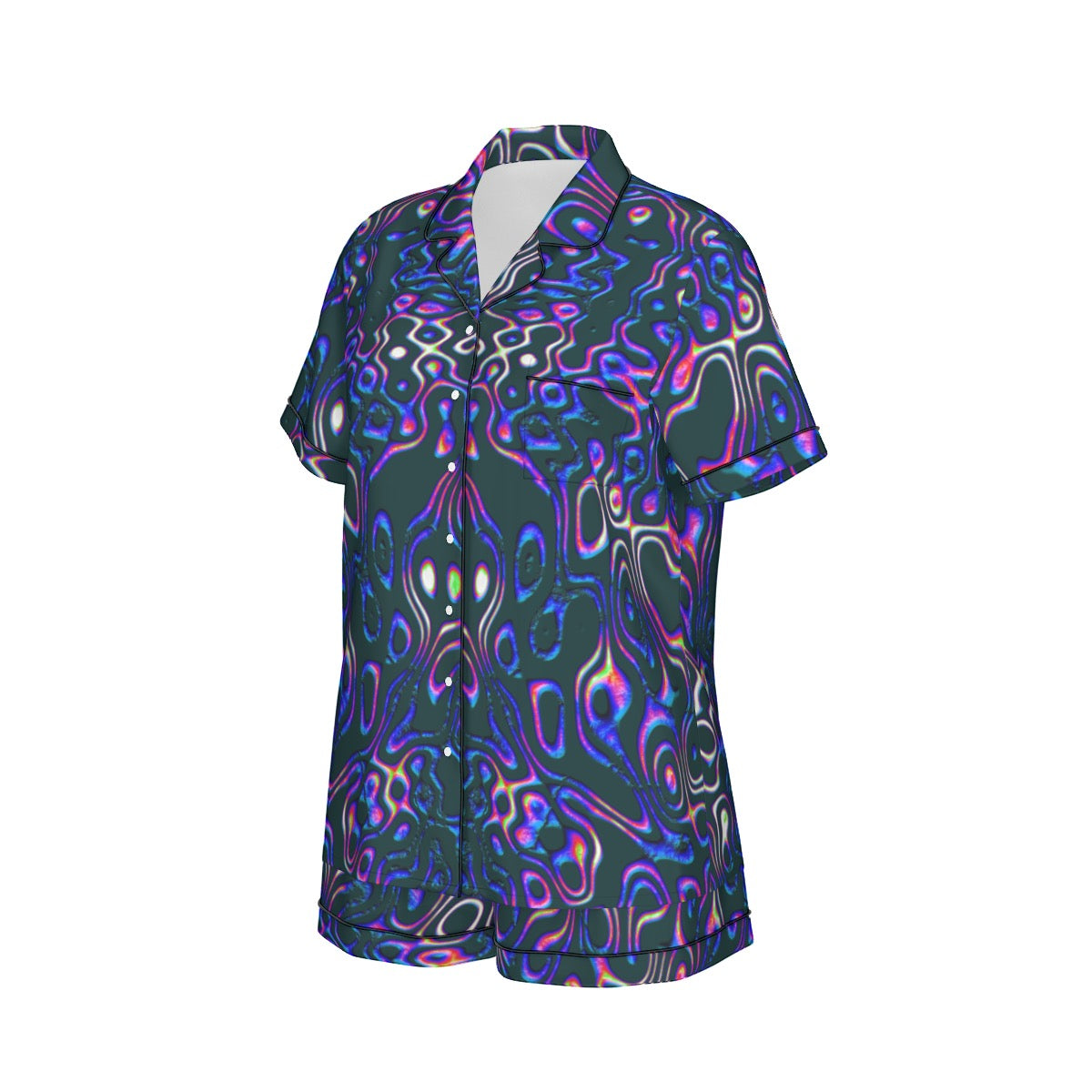 "Spotlights" Women's Imitation Silk Pajama Set with Short Sleeve