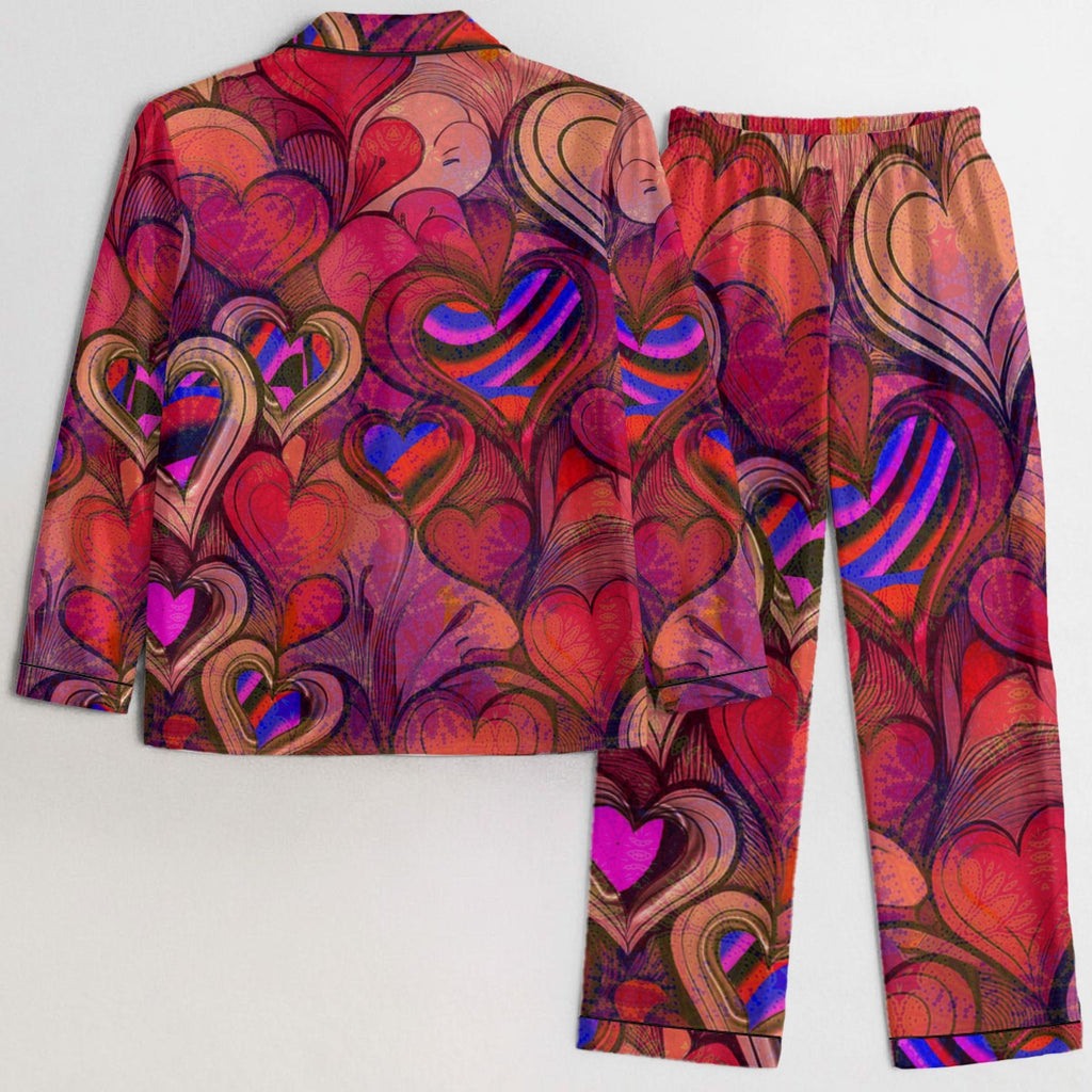 "Crimson Reverie" Women's Satin Pajama Set
