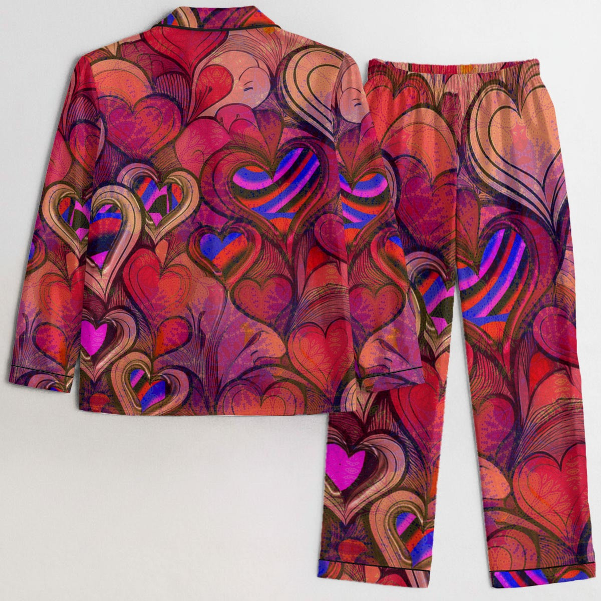 "Crimson Reverie" Women's Satin Pajama Set