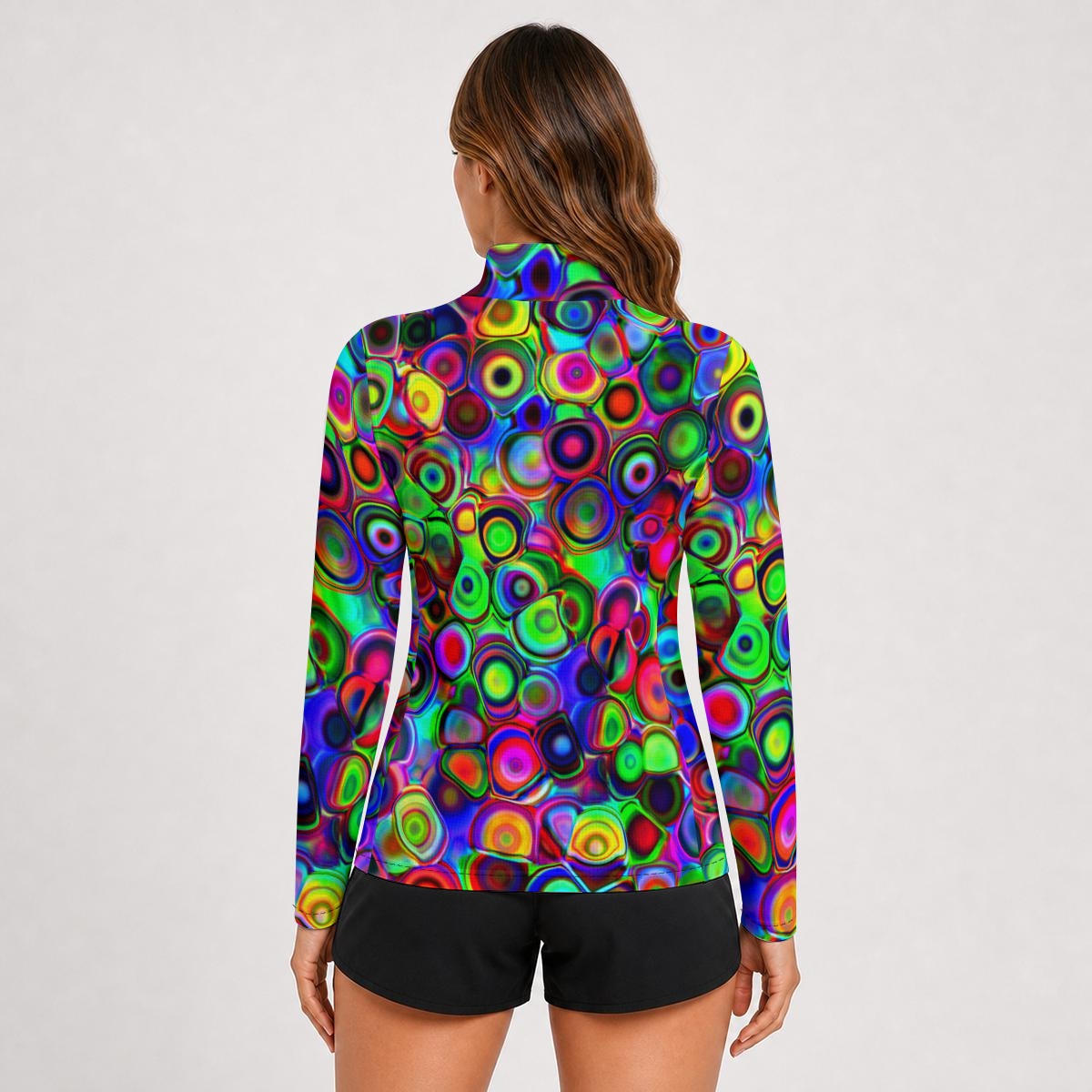 "Cosmic Bubbles" Women's Stand-Collar Sun Protection Sport Jersey