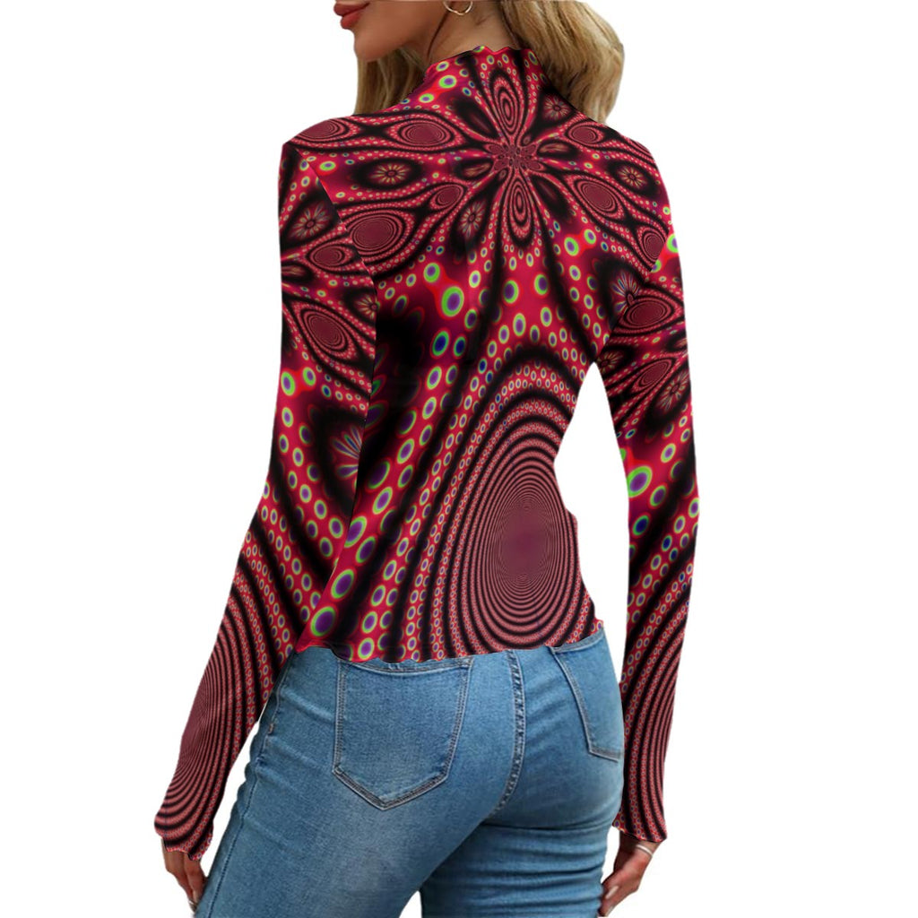 “Electric Octopus” Women’s Long Sleeve Mesh T-Shirt