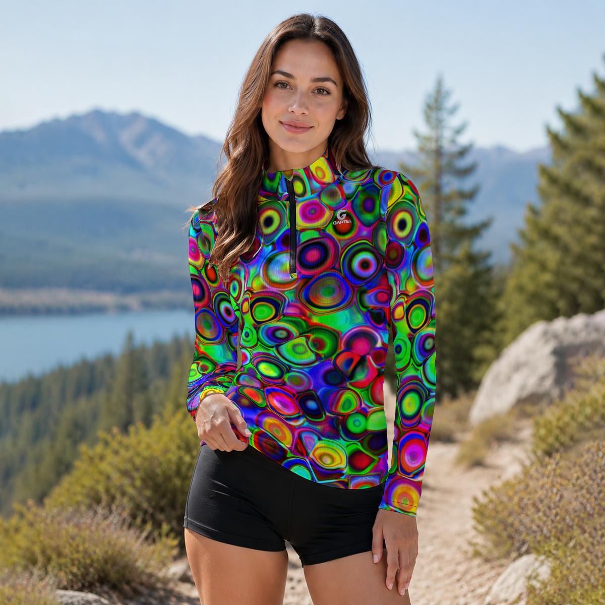 "Cosmic Bubbles" Women's Stand-Collar Sun Protection Sport Jersey