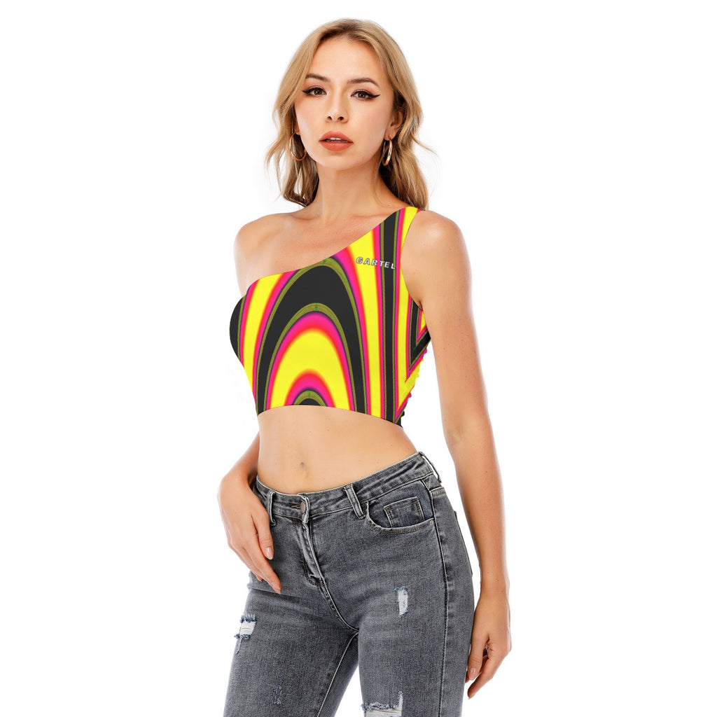 "Shark Byte" Women's One-Shoulder Cropped Top