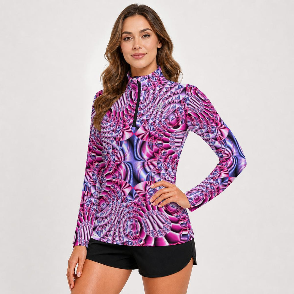 "Space Labyrinth" Women's Stand-Collar Sun Protection Sport Jersey
