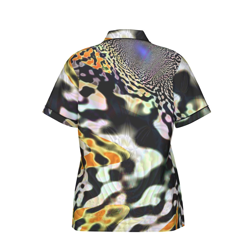 "Animalia" Women's Imitation Silk Pajama Set With Short Sleeve