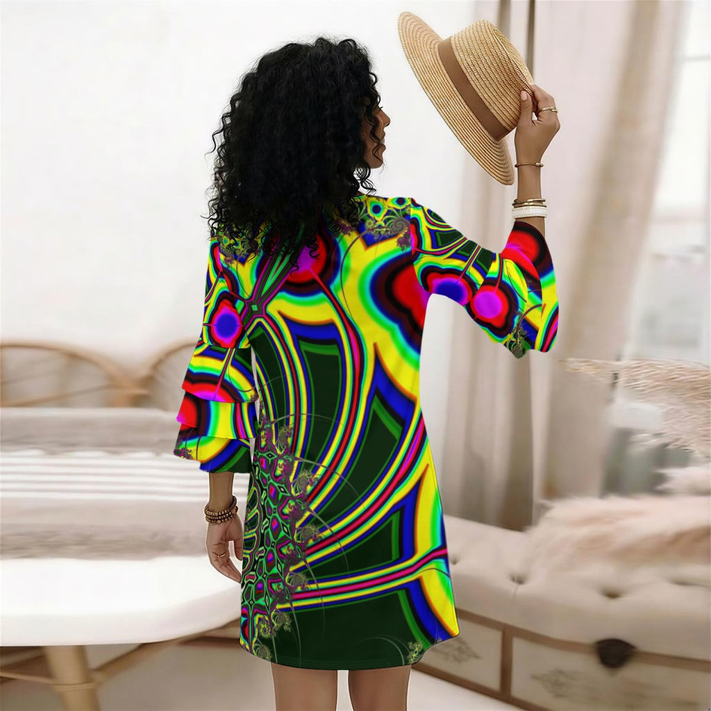 “Wonder Worlds” Women’s Stacked Ruffle Sleeve Dress