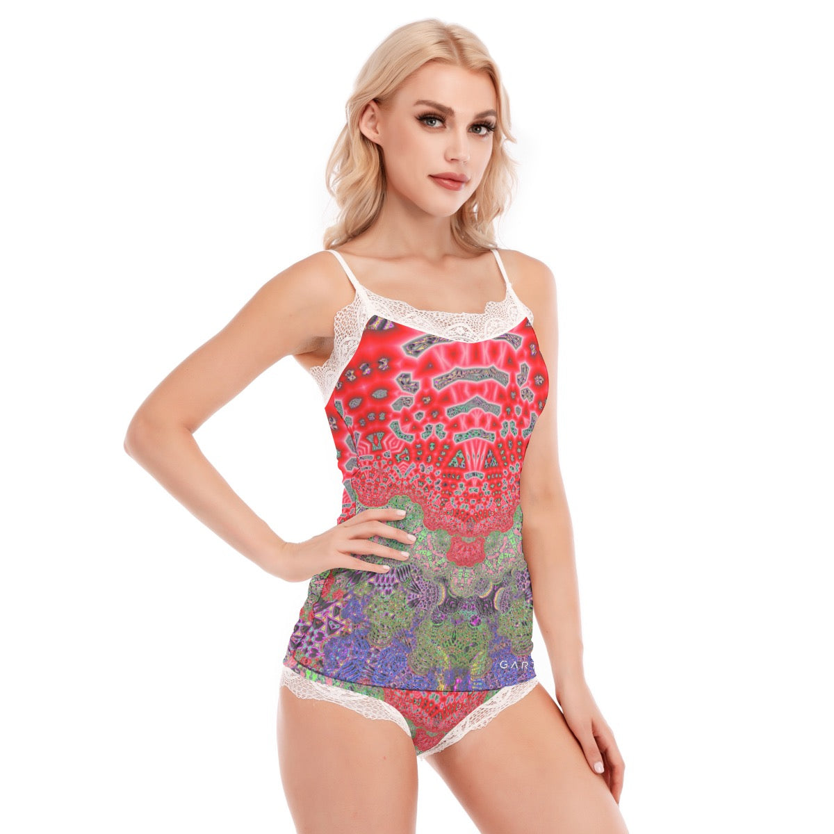 "Goddess Aztec" Women's Pajama Set With Lace Edge
