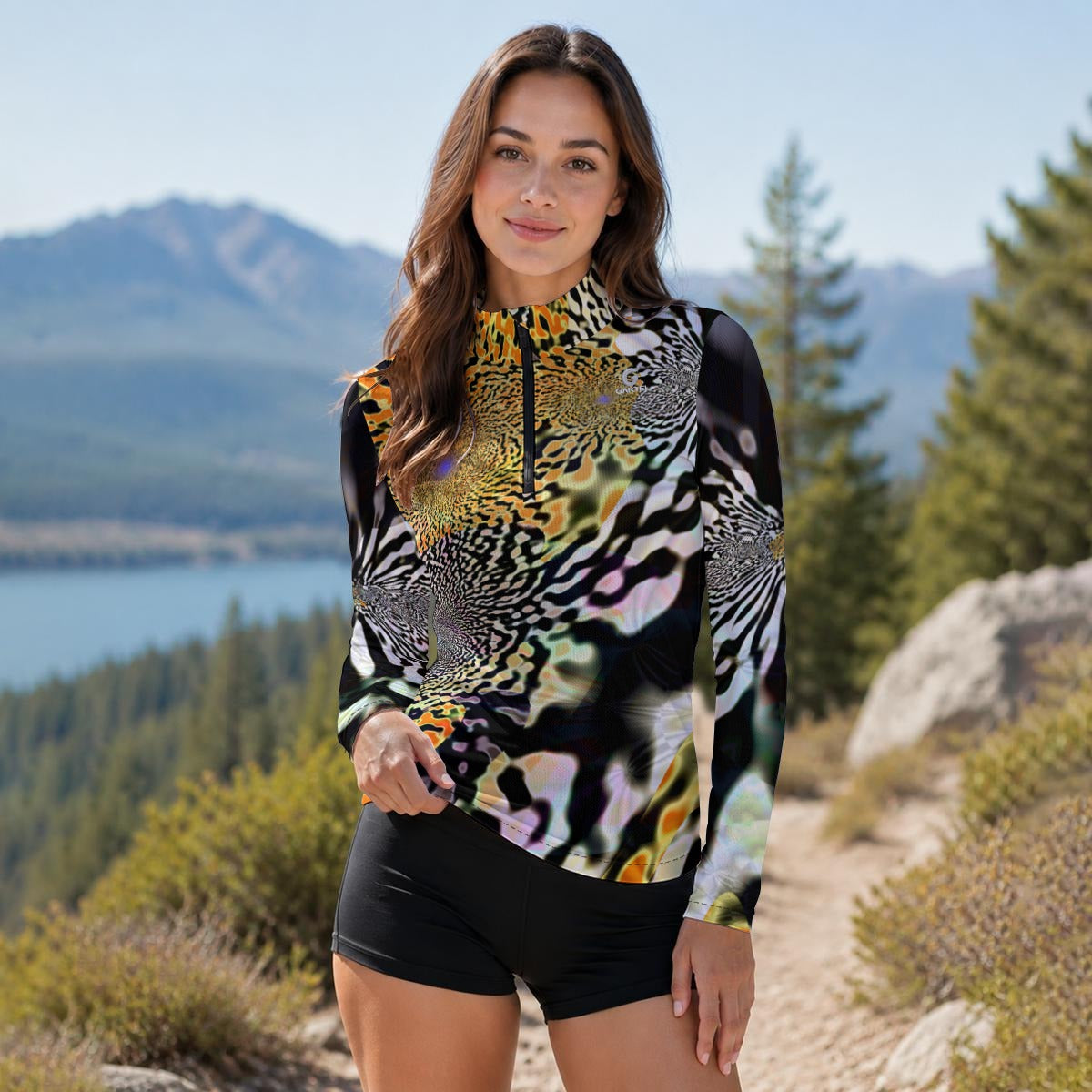 "Animalia" Women's Stand-Collar Sun Protection Sport Jersey