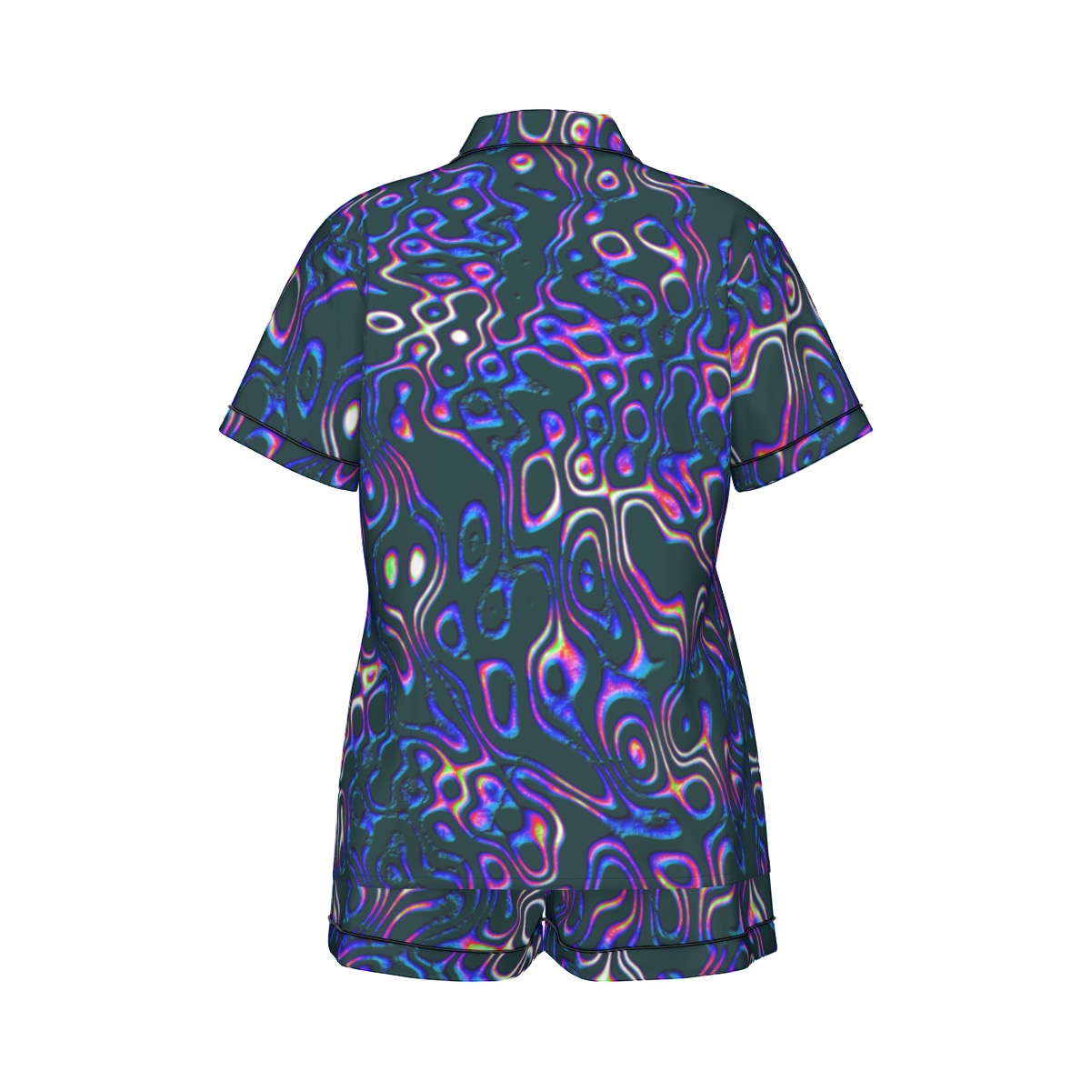 "Spotlights" Women's Imitation Silk Pajama Set with Short Sleeve