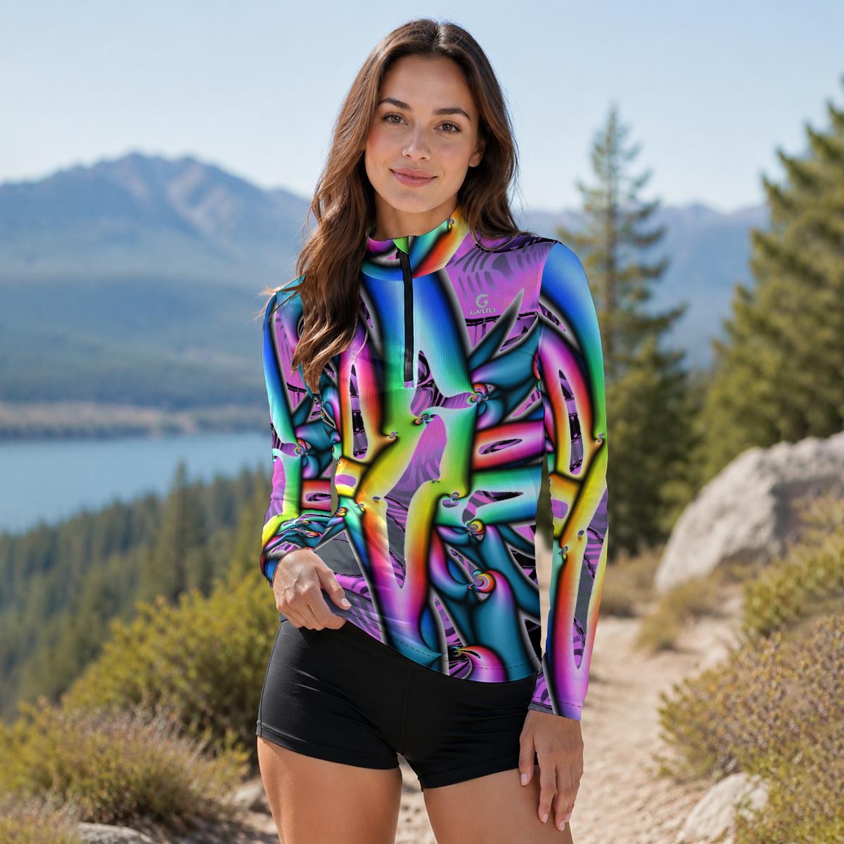 "Electric Avenue" Women's Stand-Collar Sun Protection Sport Jersey