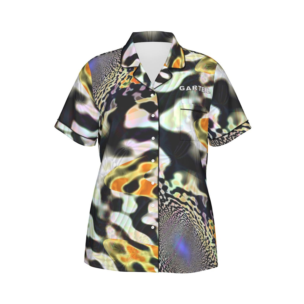 "Animalia" Women's Imitation Silk Pajama Set With Short Sleeve