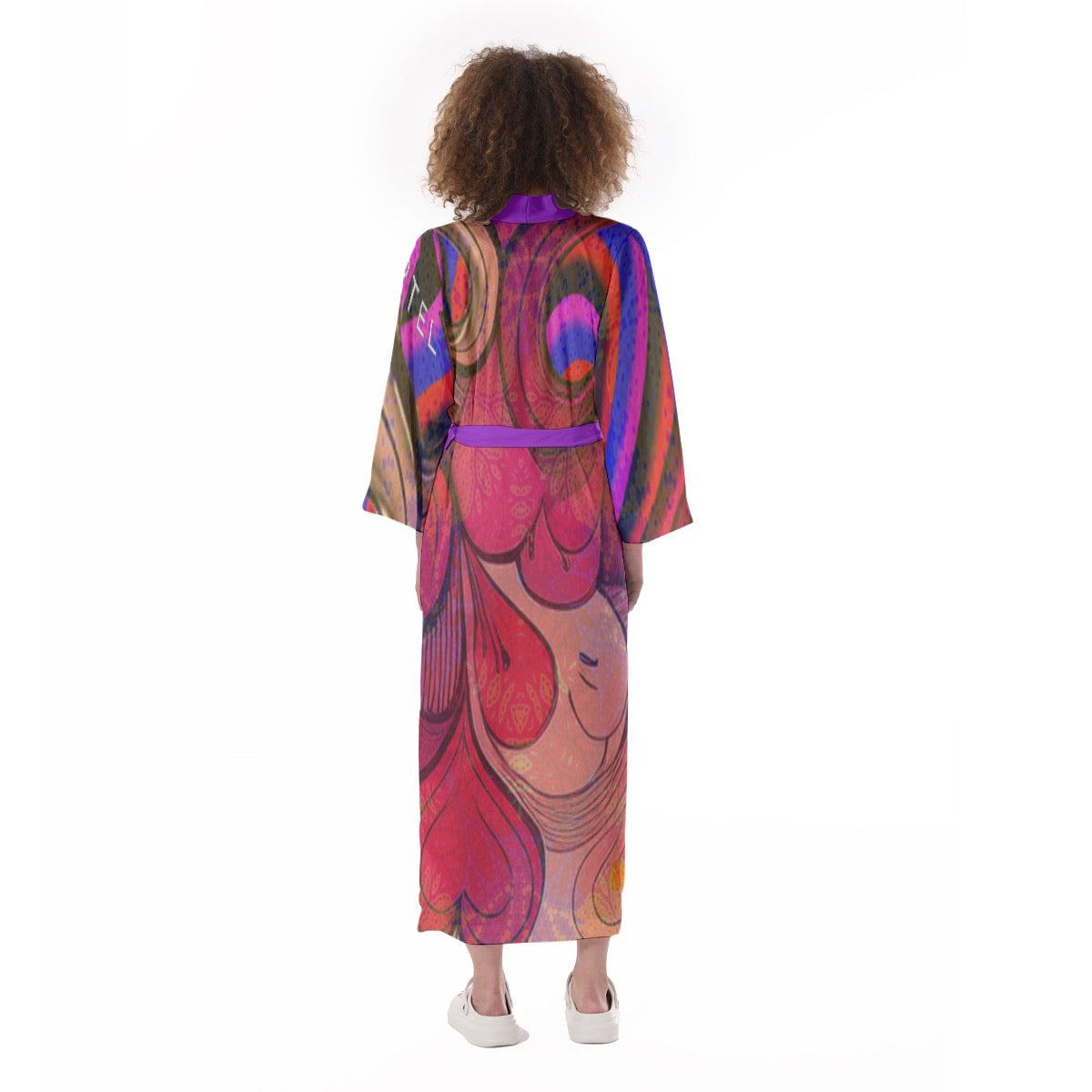 "Crimson Reverie" Women's Satin Kimono Long Robe