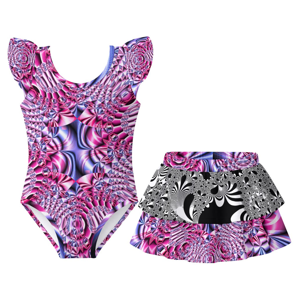 All-Over Print Girls' Ruffle Layered Swim Set
