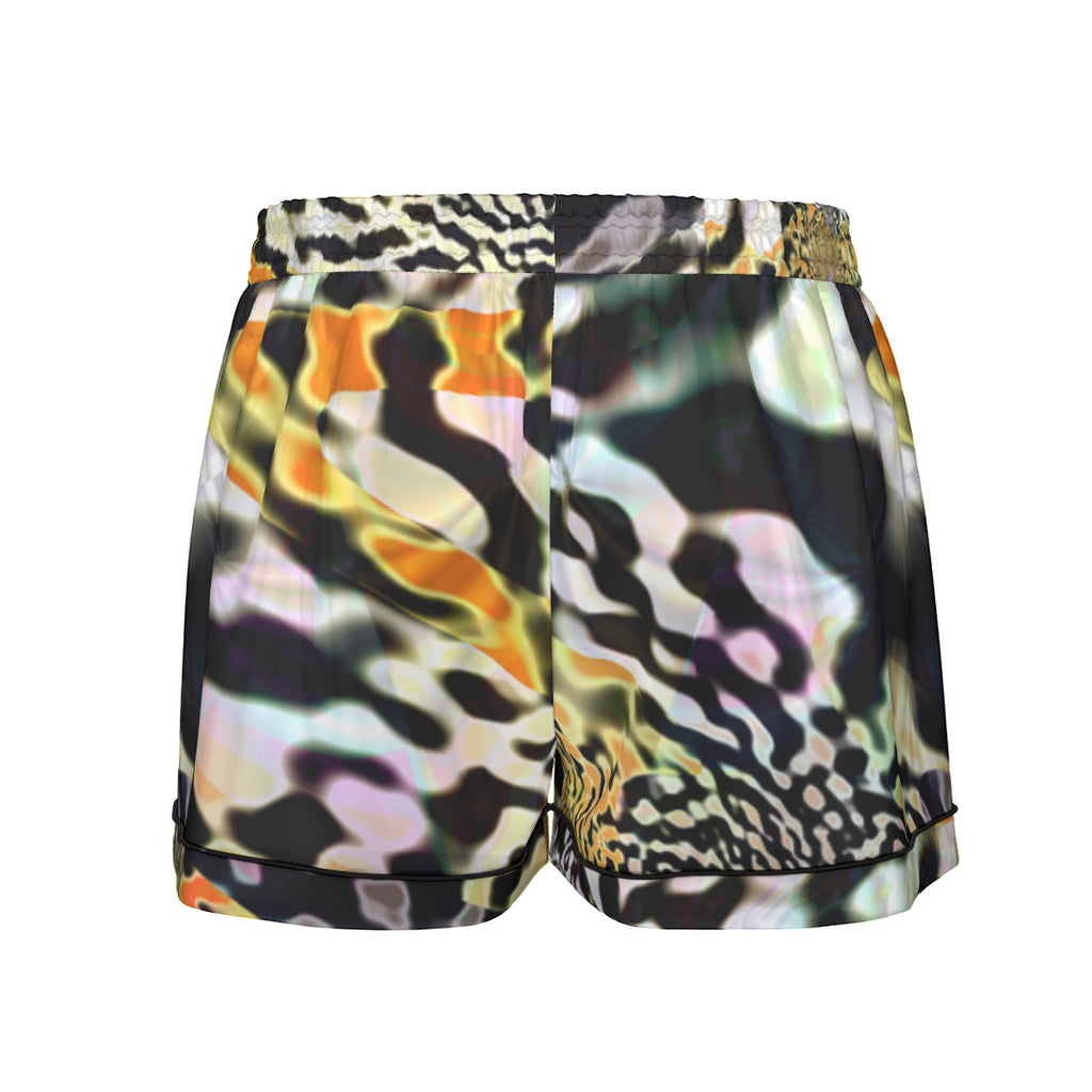 "Animalia" Women's Imitation Silk Pajama Set With Short Sleeve