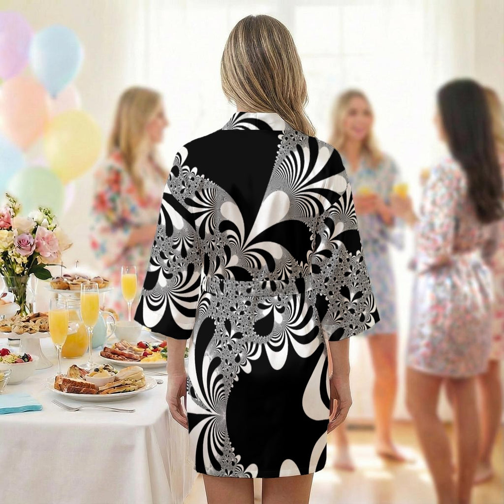 "Midnight Bloom" Women's Satin Wedding Robe