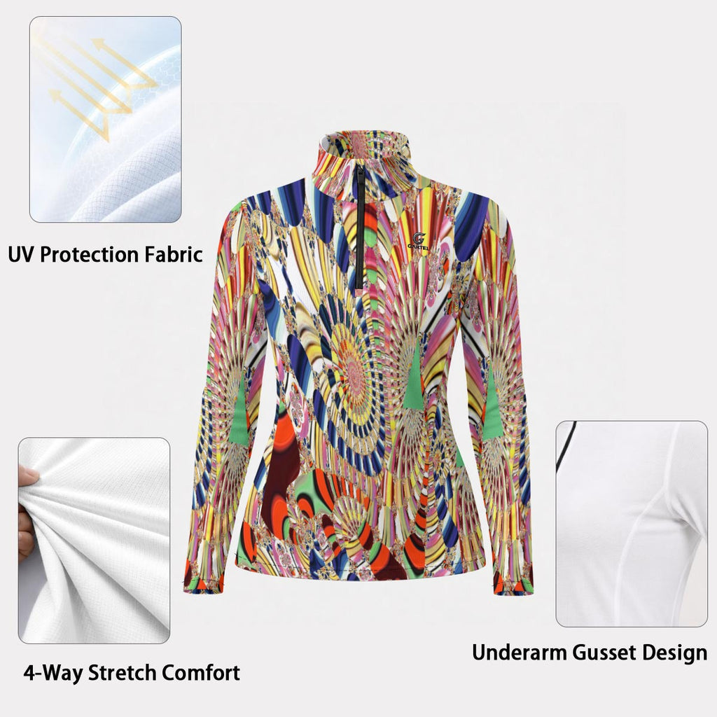 "Ancient Frequency" Women's Stand-Collar Sun Protection Sport Jersey
