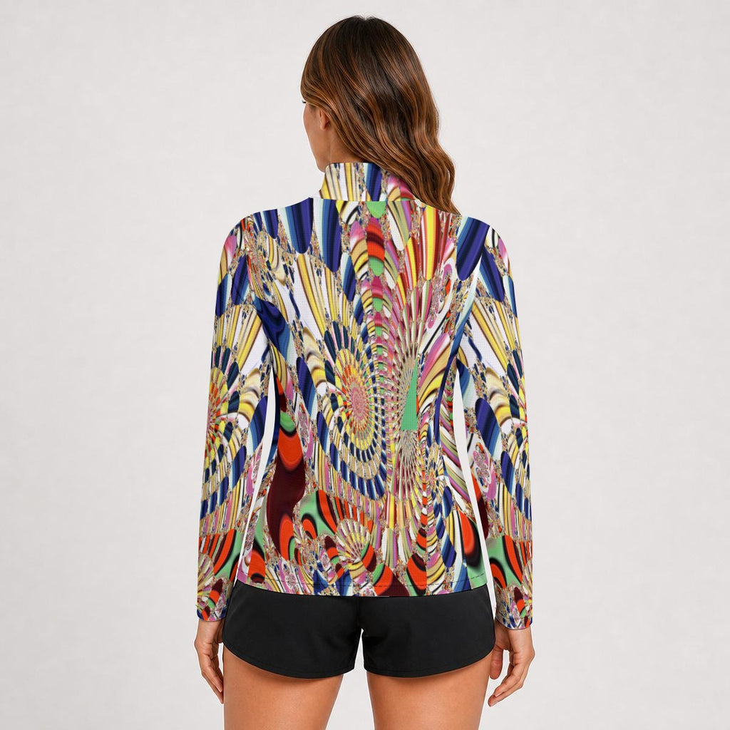 "Ancient Frequency" Women's Stand-Collar Sun Protection Sport Jersey