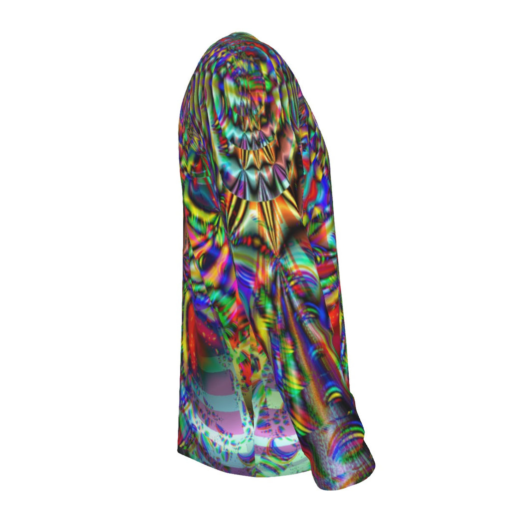 "Chromatic Vortex" Men's Raglan Long Sleeve Cotton  T-shirt