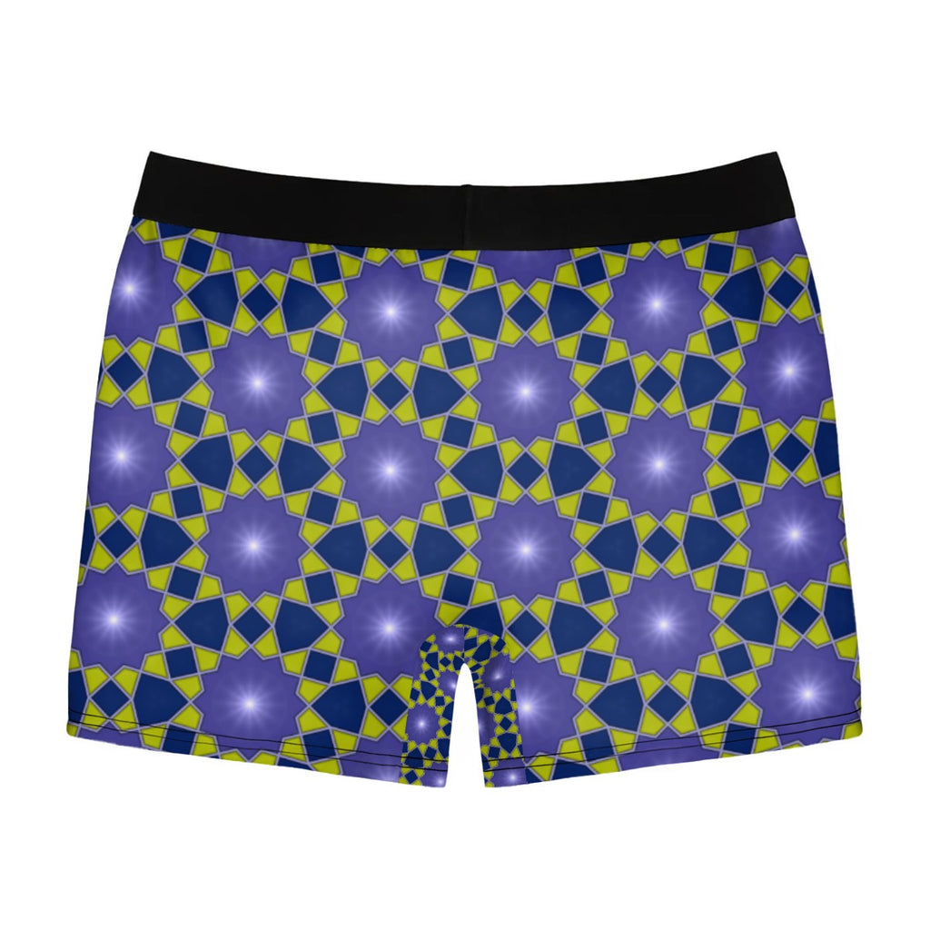"Mechanical Blue Flowers" Men's Stretch Boxer Briefs