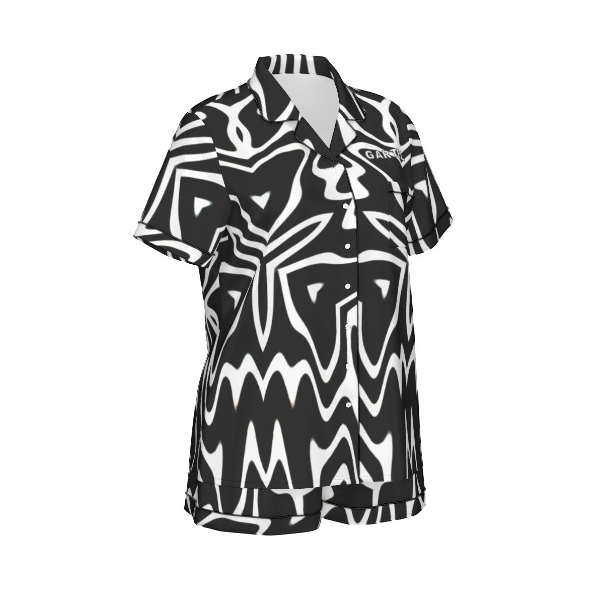 "Phantom Frequency" Women's Imitation Silk Pajama Set With Short Sleeve