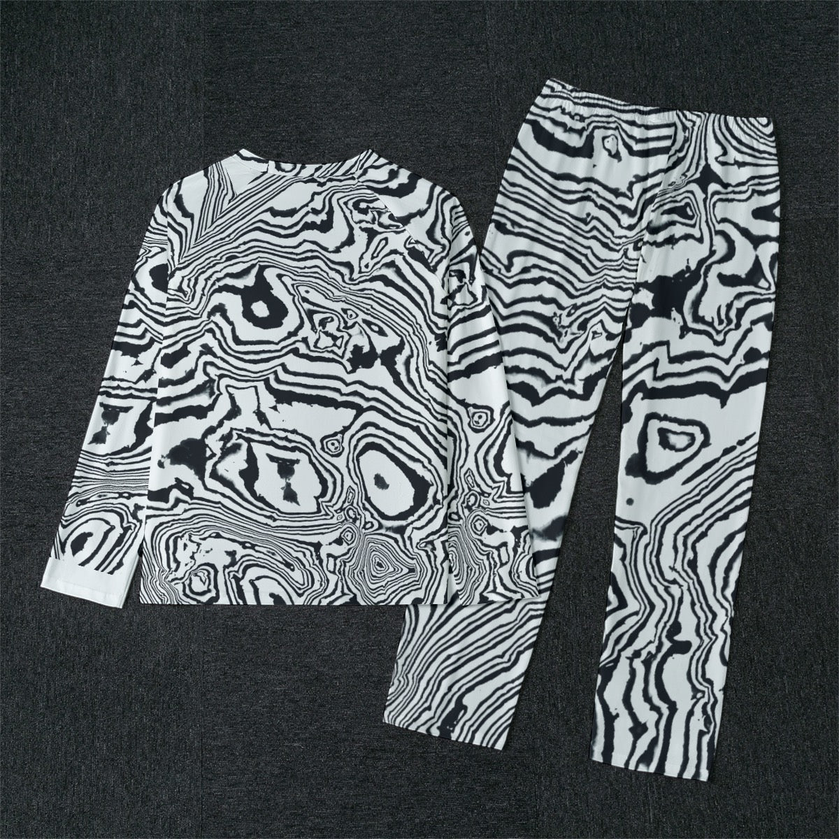 "Obsidian Current" Men's Raglan Sleeve Pajamas with Wide Ankles