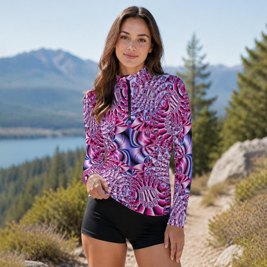 "Space Labyrinth" Women's Stand-Collar Sun Protection Sport Jersey