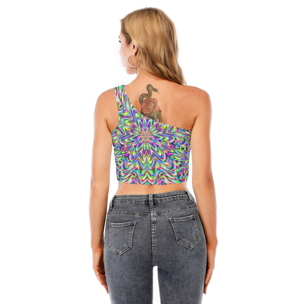 "Bright Galaxy" Women's One-Shoulder Cropped Top