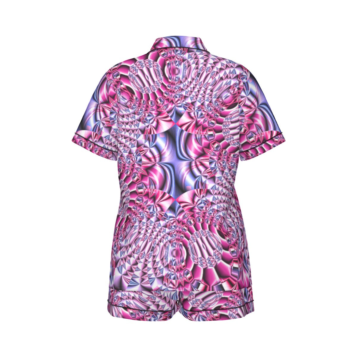 "Space Labyrinth" Women's Imitation Silk Pajama Set With Short Sleeve