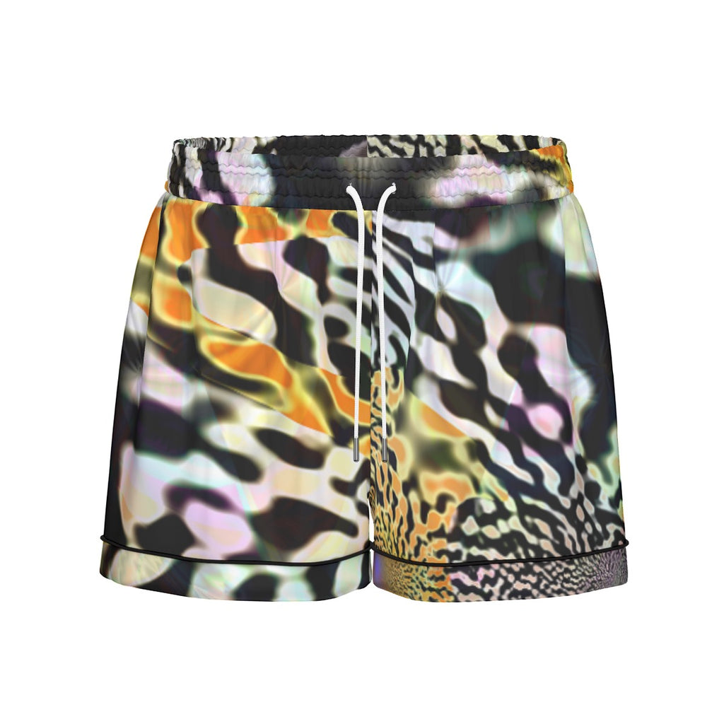 "Animalia" Women's Imitation Silk Pajama Set With Short Sleeve