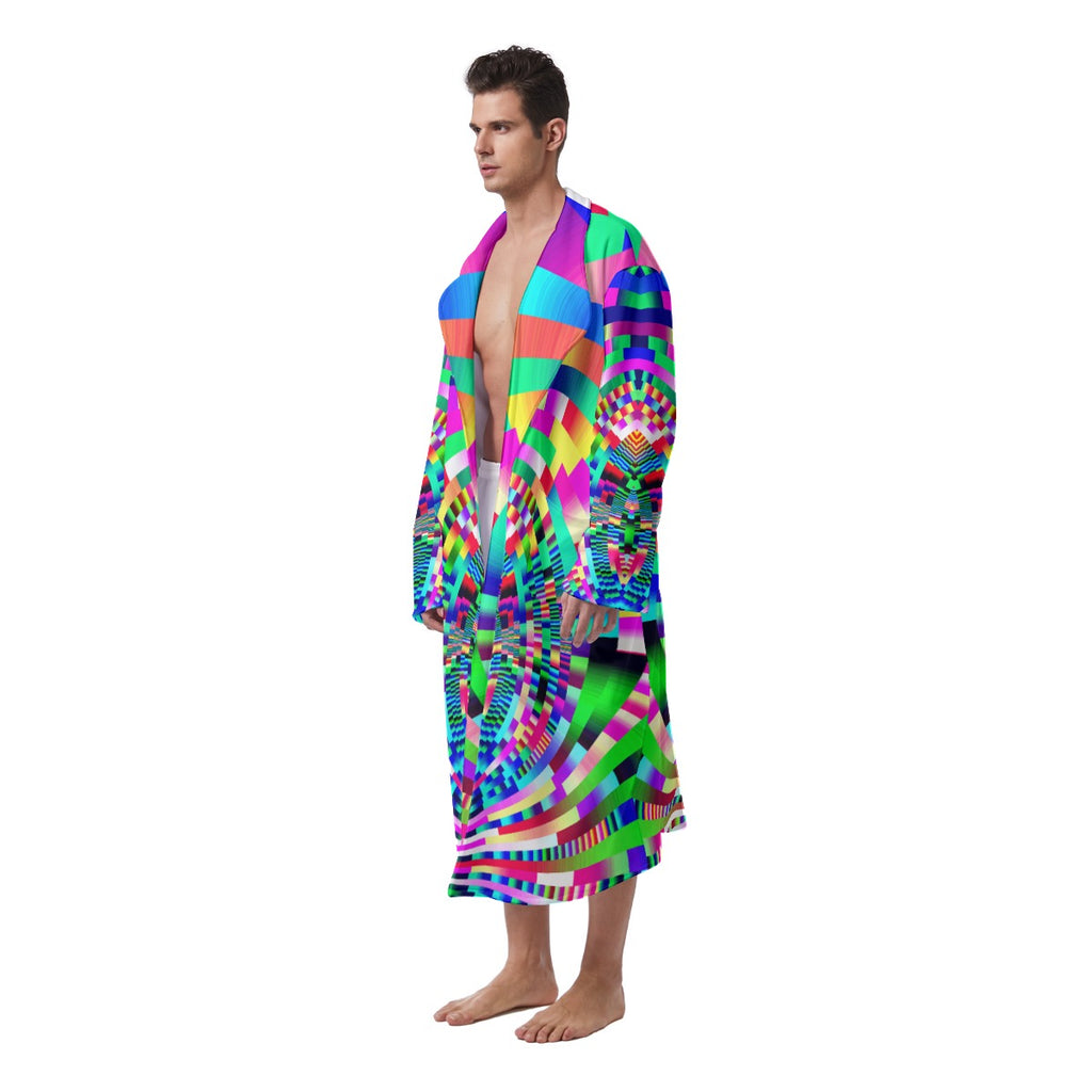 "Pixel Odyssey" Men's Heavy Fleece Robe