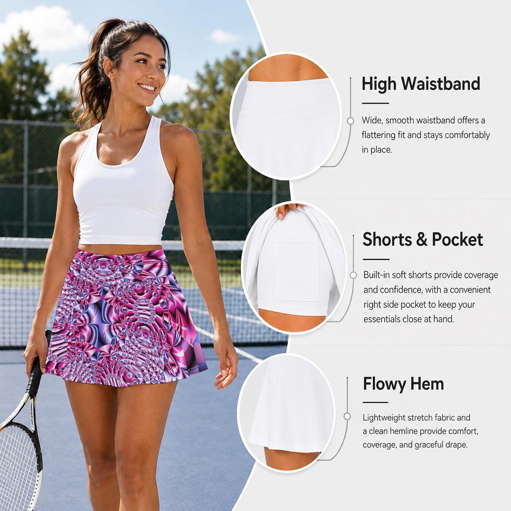 "Space Labyrinth"  Women's Pleated Athletic Skort