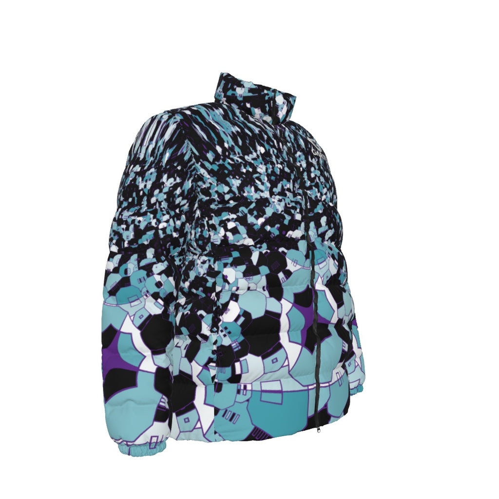 "Blue Peacock" Unisex Stand Collar Down Jacket