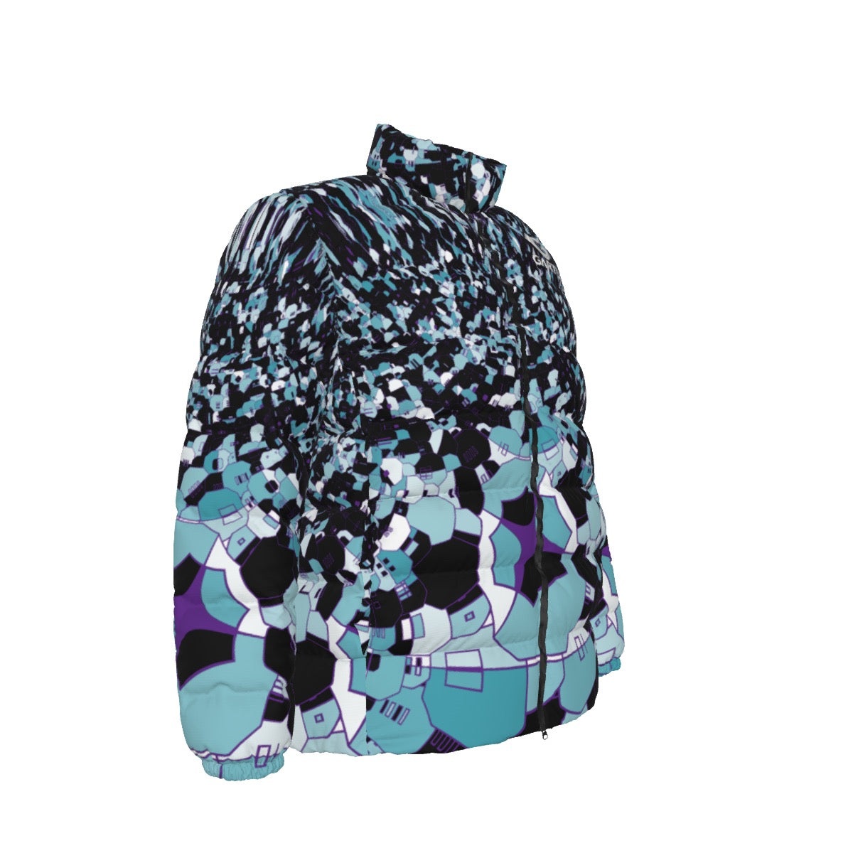 "Blue Peacock" Unisex Stand Collar Down Jacket